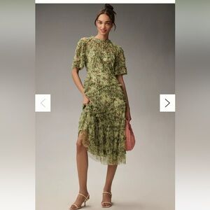 Mac Duggal Short-Sleeve Mesh Midi Dress - anthropologie